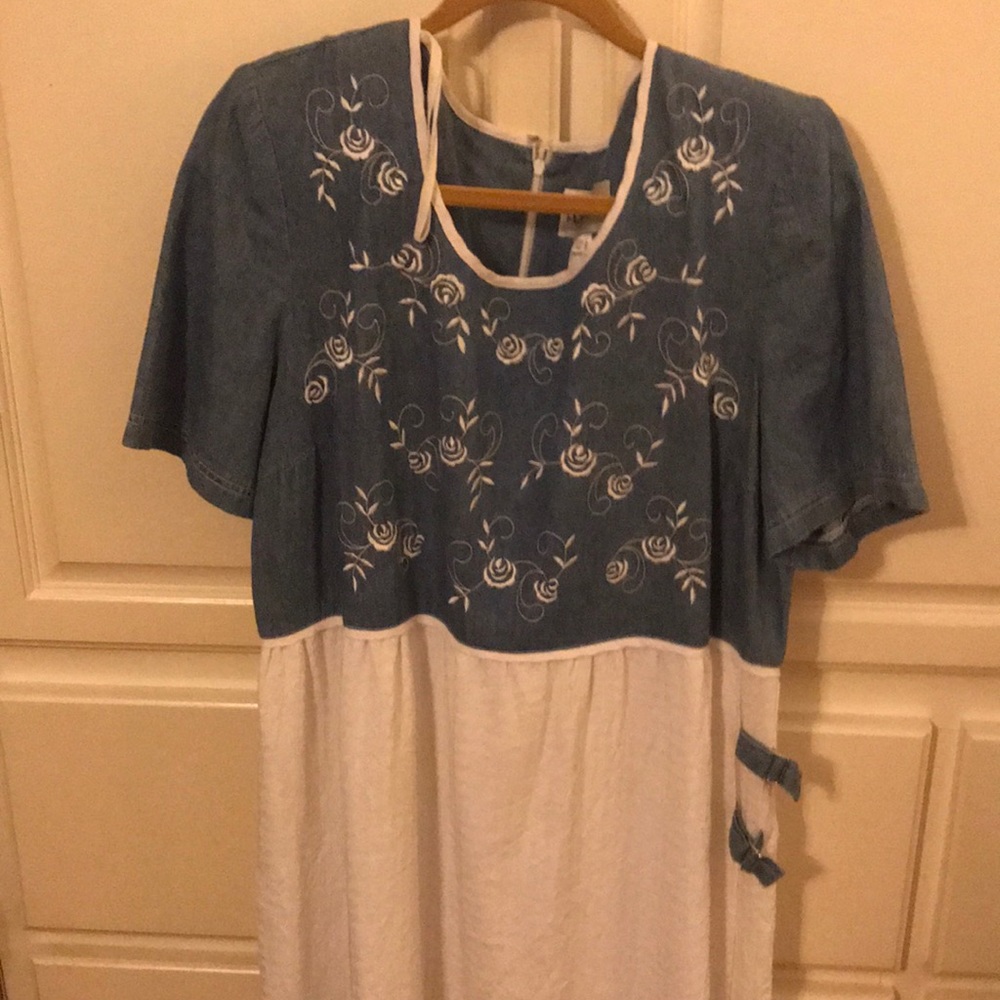 Vtg PLAZA plus size denim top maxi dress size 16